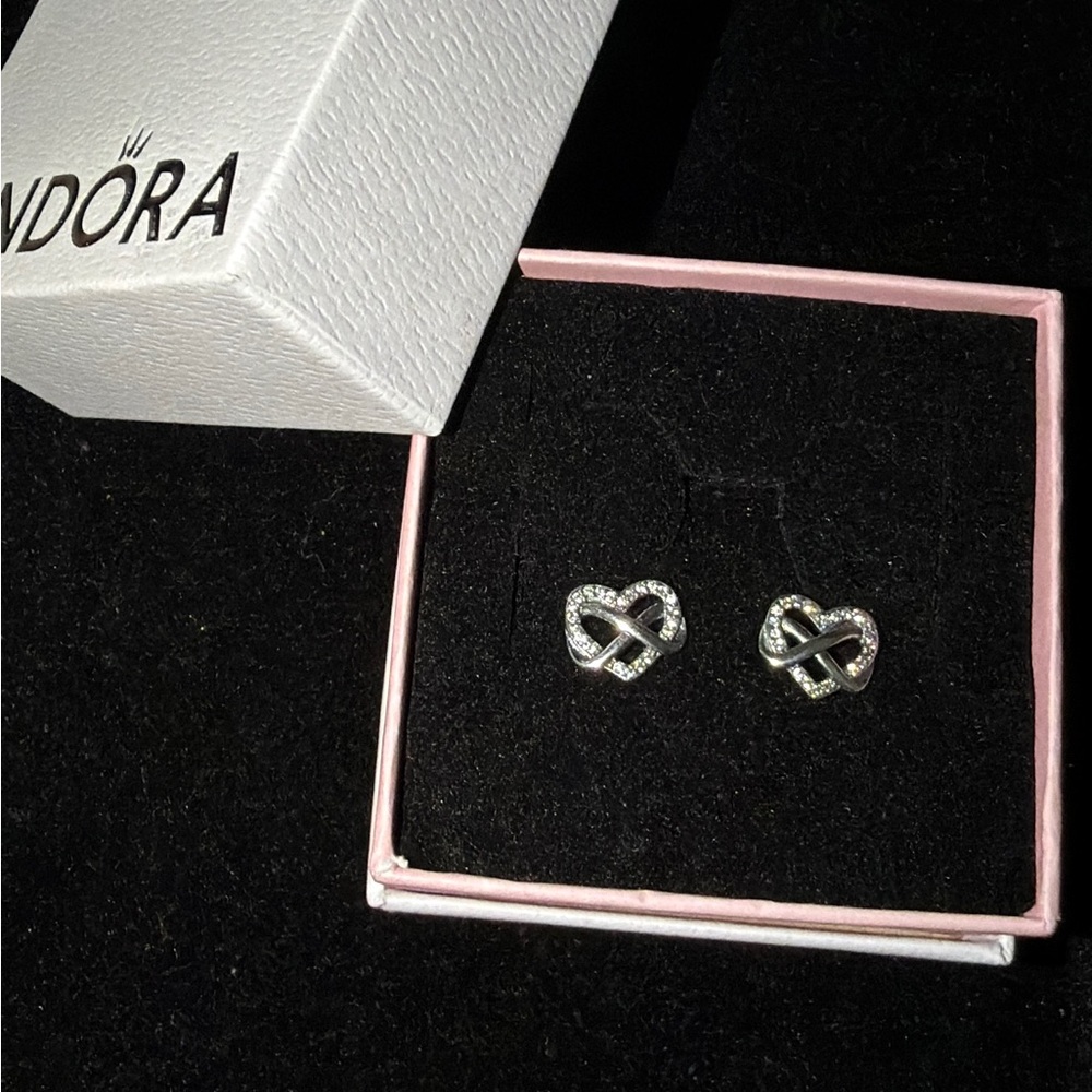 Sparkling Infinity Heart Stud Earrings